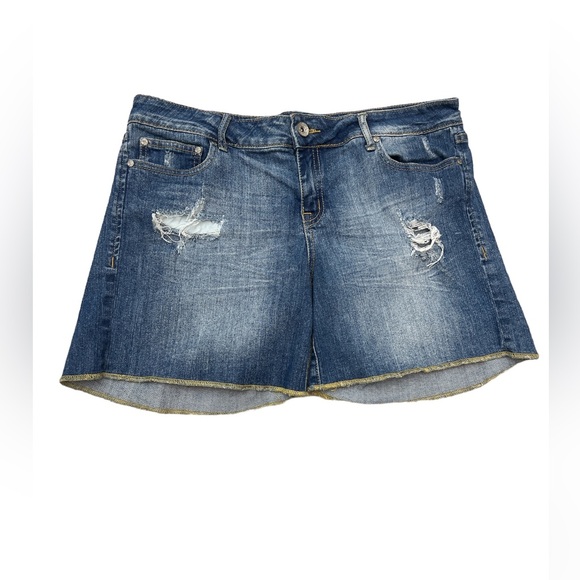 Refuse Distressed Denim Jean Dressy Shorts Size Large Stylish - Picture 1 of 8